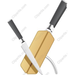 Modern Knife Set with Golden Cutting Board