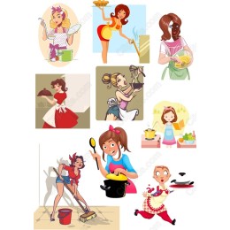 Charming Clipart Set: Cooking & Household Activities