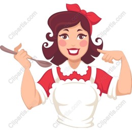 Cheerful Retro Cooking Woman