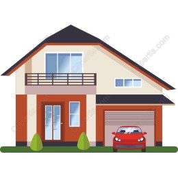 Contemporary House with Red Car