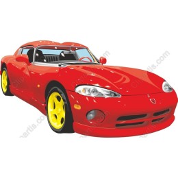 Vibrant Red Sports Car with Yellow Wheels