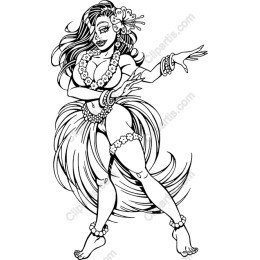Hula Dancer - Black and White Drawing