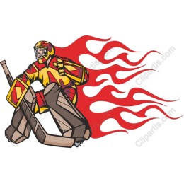 Dynamic Ice Hockey Goaltender with Flames