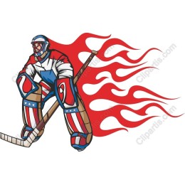 Patriotic Hockey Goalie with Flames