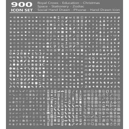 900 Hand-Drawn Icon Set - Versatile for All Purposes