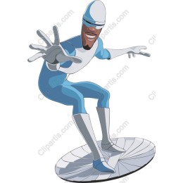 Dynamic Superhero on Surfboard