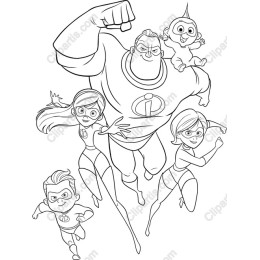 Superhero Family Dynamic Line Drawing