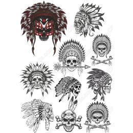 Native American Skull Clipart Bundle - 10 Unique