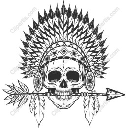 Fierce Skull with Feathered Headdress