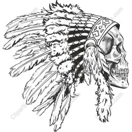 Skull with Native American Headdress