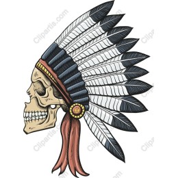 Skull with Native American Headdress