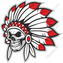 Native American Skull with Feathered Headdress