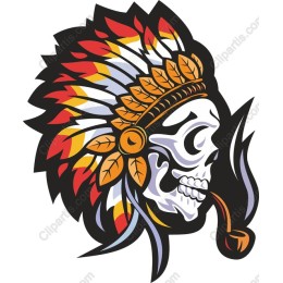 Tribal Skull with Feathered Headdress