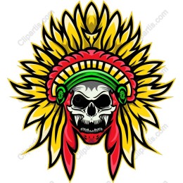 Skull with Native American Headdress