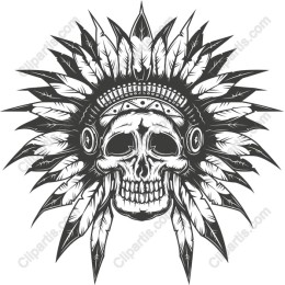 Skull with Feather Headdress