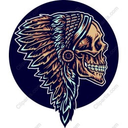 Skull with Native American Headdress