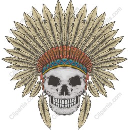 Majestic Skull with Native American Headdress