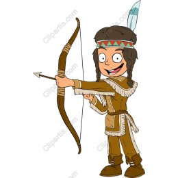 Vibrant Native American Boy with Bow and Arrow