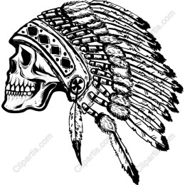 Majestic Skull with Native American Headdress