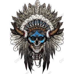 Native American Skull with Headdress