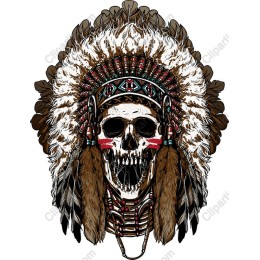 Cultural Skull Art with Feathered Headdress