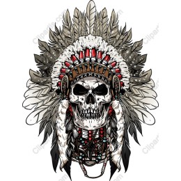 Skull with Native American Headdress