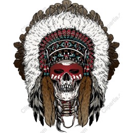Native American Skull with Feathered Headdress