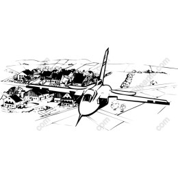 Aerial Adventure: Aircraft Over Village