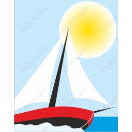 Vibrant Red Sailboat
