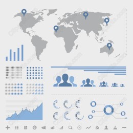 World Map with Data Visualization Elements