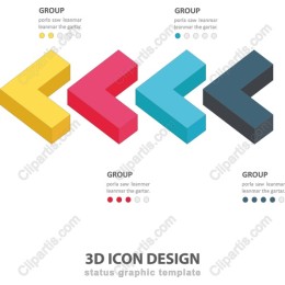 3D Icon: Vibrant Isometric Arrows Set