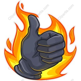 Energetic Thumbs-Up with Flames