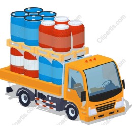 Colorful Delivery Truck with Barrels