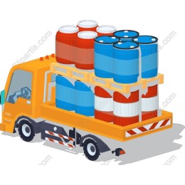 Cargo Truck with Barrels