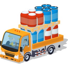 Vibrant Delivery Truck with Barrels