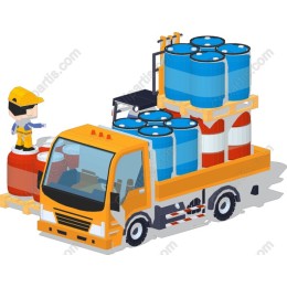 Cargo Truck with Barrels
