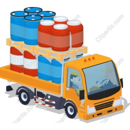 Colorful Delivery Truck with Barrels