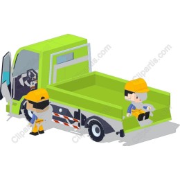 Vibrant Green Construction Truck with Characters