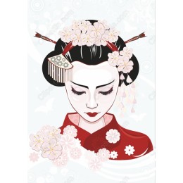 Elegant Geisha with Cherry Blossoms