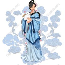 Elegant Traditional Woman with Rabbit