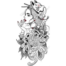 Elegant Geisha with Floral Motifs