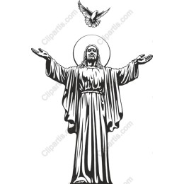 Outstretched Arms Christ with Dove