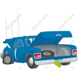 Broken Down Blue Car
