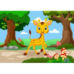 Cheerful Cartoon Giraffe