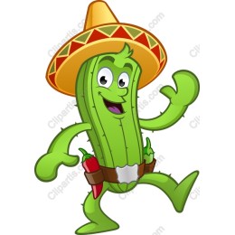 Playful Cactus Character with Sombrero