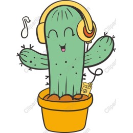 Happy Cactus with Headphones