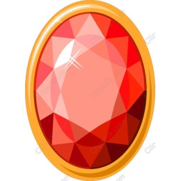 Vibrant Red Gemstone in Golden Frame