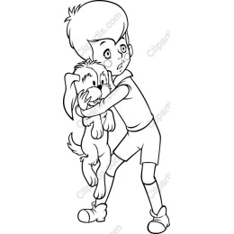 Playful Boy Hugging Dog