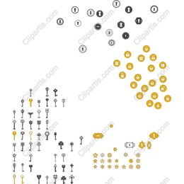 Vintage Key and Lock Icons Set