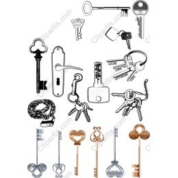 Vintage Keys and Keychains Set